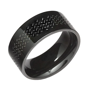 Stainless steel cheap men black enamel bike ring