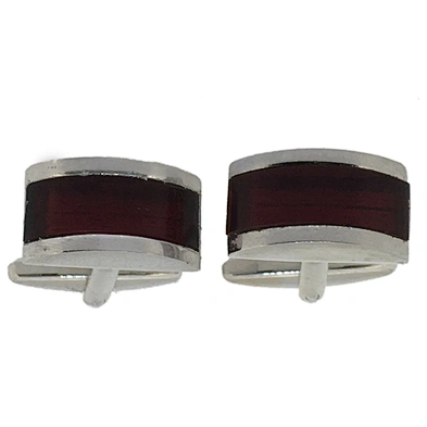 Cheap red resin shell cufflink and tie pin set