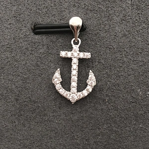 Wholesale Diamond Cubic Zirconia Silver Anchor Pendants, Anchor Charm Jewelry Supplies