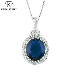 Custom White Gold cz Jewellery Big Natural Stone Pendant Necklace