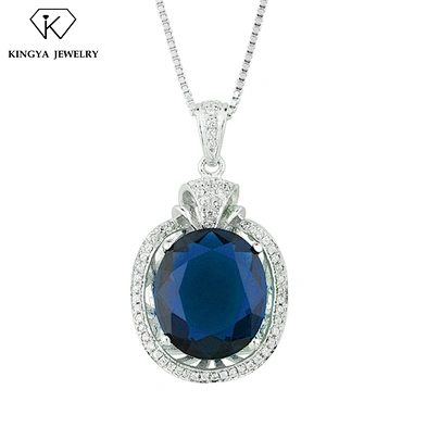 Custom White Gold cz Jewellery Big Natural Stone Pendant Necklace