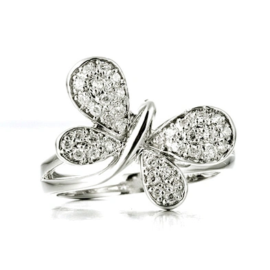 Cheap fashion silver clear crystal butterfly ring