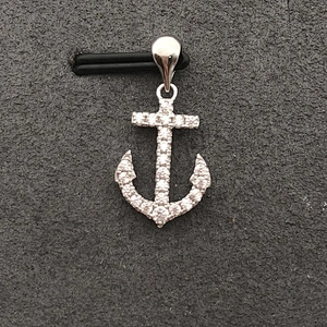 Luxury Cubic Zirconia Necklace Anchor Charm Jewelry China, Gold Anchor Pendant Cubic Zirconia Necklace Set