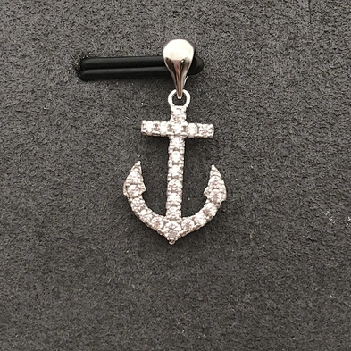 Luxury Cubic Zirconia Necklace Anchor Charm Jewelry China, Gold Anchor Pendant Cubic Zirconia Necklace Set