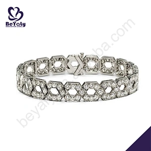 Charming cz sterling silver strand silver bracelet