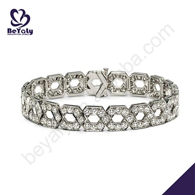 Charming cz sterling silver strand silver bracelet