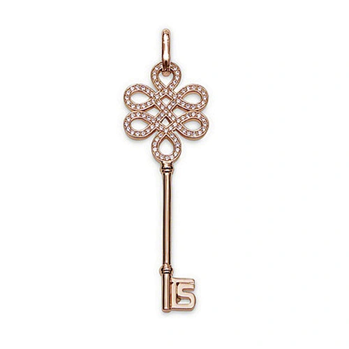 Delicate key shape design silver 18k gold plated necklace