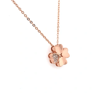 925 Sterling Silver Four Leaf Clover Chain Necklace Gold Plated