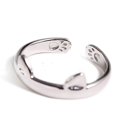 High quality adjustable cat shape silver animal rings