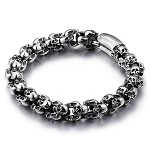 Leisure style black skull design men chain bracelets