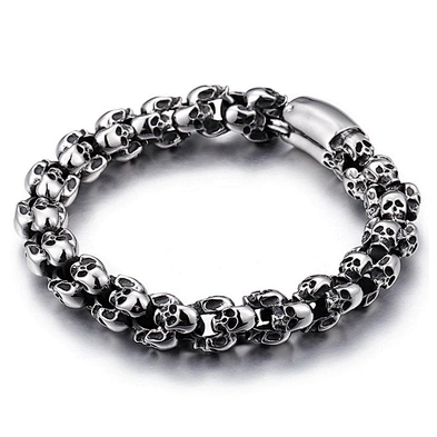 Leisure style black skull design men chain bracelets