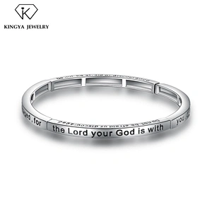 Custom Stainless Steel Black Engraved Letter Friendship Bracelet Bangle Men