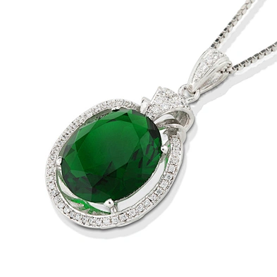 Custom White Gold cz Jewellery Big Natural Stone Pendant Necklace