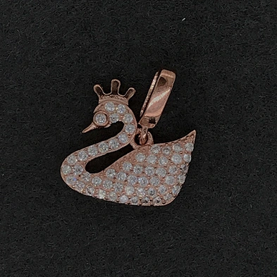 Rose Gold Swan Necklace Pendant, Custom Design 18K Rose Gold Cz Swan Necklace Charm Jewelry