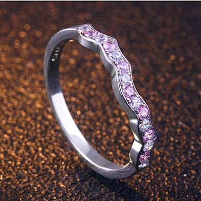 Heart Stackable Ring, 925 Sterling Silver Wave Ring Ocean Wave Band Ring