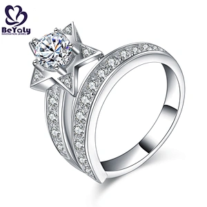 Dazzling silver pentastar popular finger ring with cubic stone