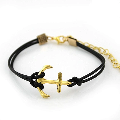 Custom simple black bracelet with anchor