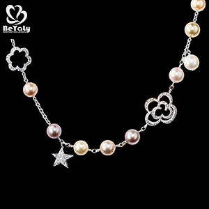 Star and clouds design sterling silver pearl jewelry