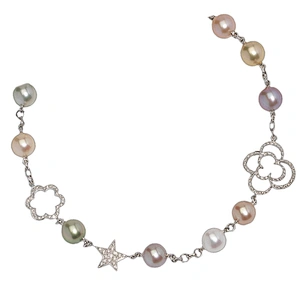 Chinese stylish silver jewelry freshwater pearl pendant necklace set