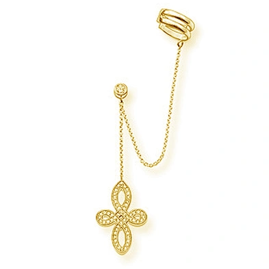 Fancy rose gold handcrafted cross design silver 24k earrings