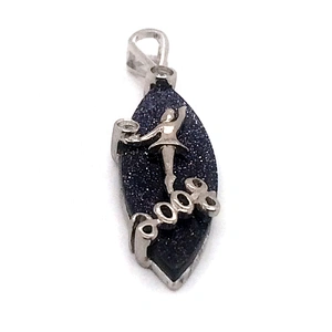 Shiny Deep Blue Vessel Silver Ballet Dancing Girl Pendant With Letter Designed