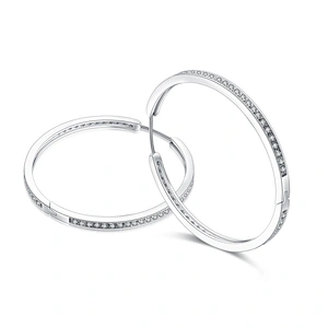 925 silver artificial diamond big hoop earring