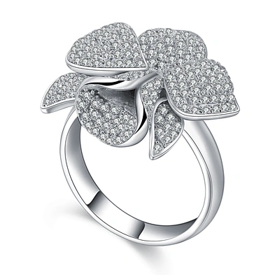 Gorgeous micro pave setting cz silver costume flower rings
