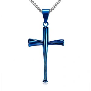 Sports-themed jewelry baseball cross necklace pendant, stainless steel jewelry pendant