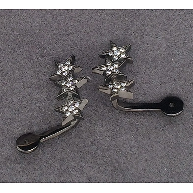 Shiny star cz design silver 925 logo studded cute earrings