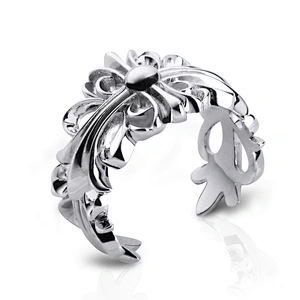 Couple 925 Sterling Silver Flower Design Adjustable Ring Vintage