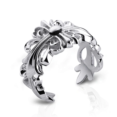 Couple 925 Sterling Silver Flower Design Adjustable Ring Vintage