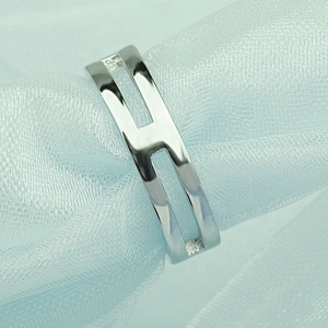 Wholesale simple oem design pipe cut stainless steel engraved ring