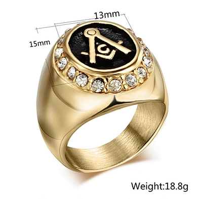 Custom design cubic zircon gold masonic wedding rings