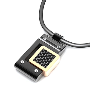 Stainless steel black enamel square custom stamped metal charms