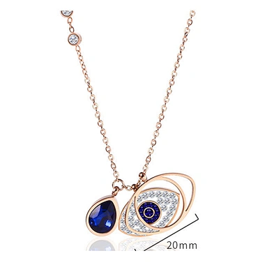 Small Third Eye Necklace, Cz Mini Tiny Teardrop Blue Evil Eye 925 Necklace