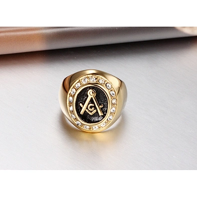 Custom design cubic zircon gold masonic wedding rings