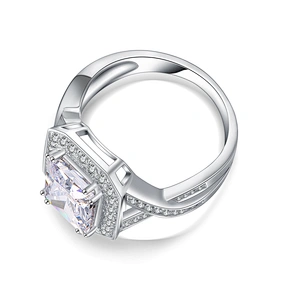 925 Silver Jewelry Geometric Cubic Zircon Drill Bit Engagement Ring