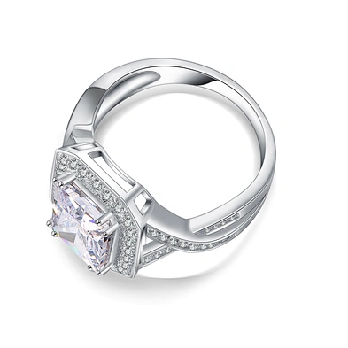 925 Silver Jewelry Geometric Cubic Zircon Drill Bit Engagement Ring