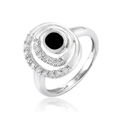 Black ceramic hiphop vintage jewelry silver meditation ring