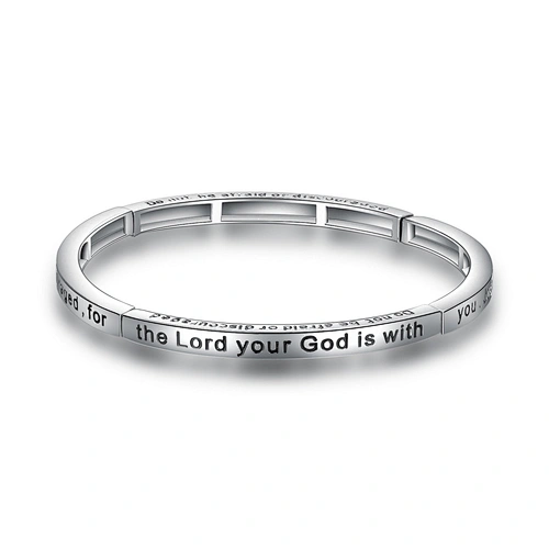 Good quality stainless steel engraved black letter bracelet