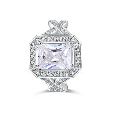 925 Silver Jewelry Geometric Cubic Zircon Drill Bit Engagement Ring