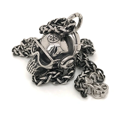 Skeleton Men Necklace Stainless Steel, Skull Stainless Steel Cuban Link Chain Necklace Custom