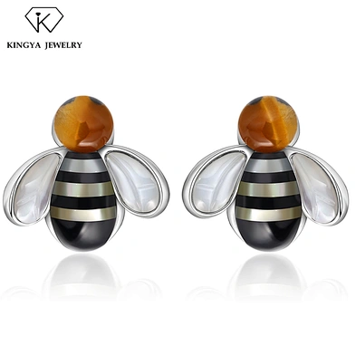 925 Sterling Silver Gorgeous Ladies cz Bee Ear Stud Earring