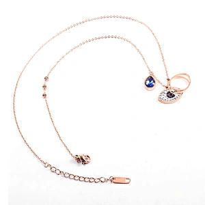 Small Third Eye Necklace, Cz Mini Tiny Teardrop Blue Evil Eye 925 Necklace
