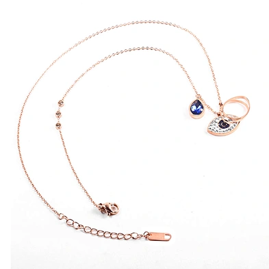 Small Third Eye Necklace, Cz Mini Tiny Teardrop Blue Evil Eye 925 Necklace