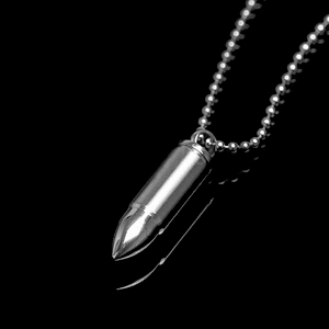 Cheap shiny silver bullet necklace