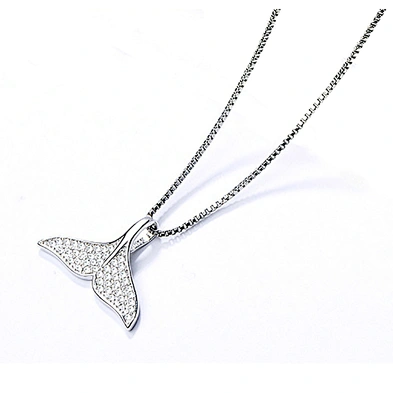 S925 sterling silver beauty mermaid tail pendant, micro setting fashionable pendant