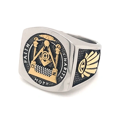 Custom Design Stainless Steel Free-Mason Width Fashion Index Ring