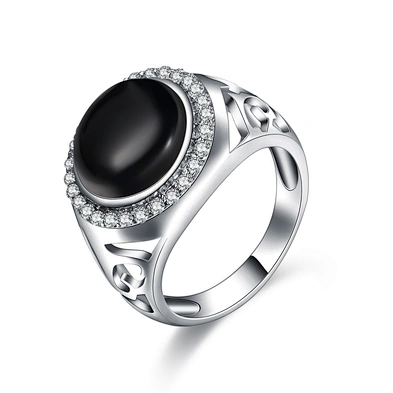 White Gold Italian cz 925 Sterling Silver Ring For Men