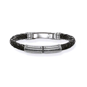 Shiny black leather fashion bracelet hot trend jewelry